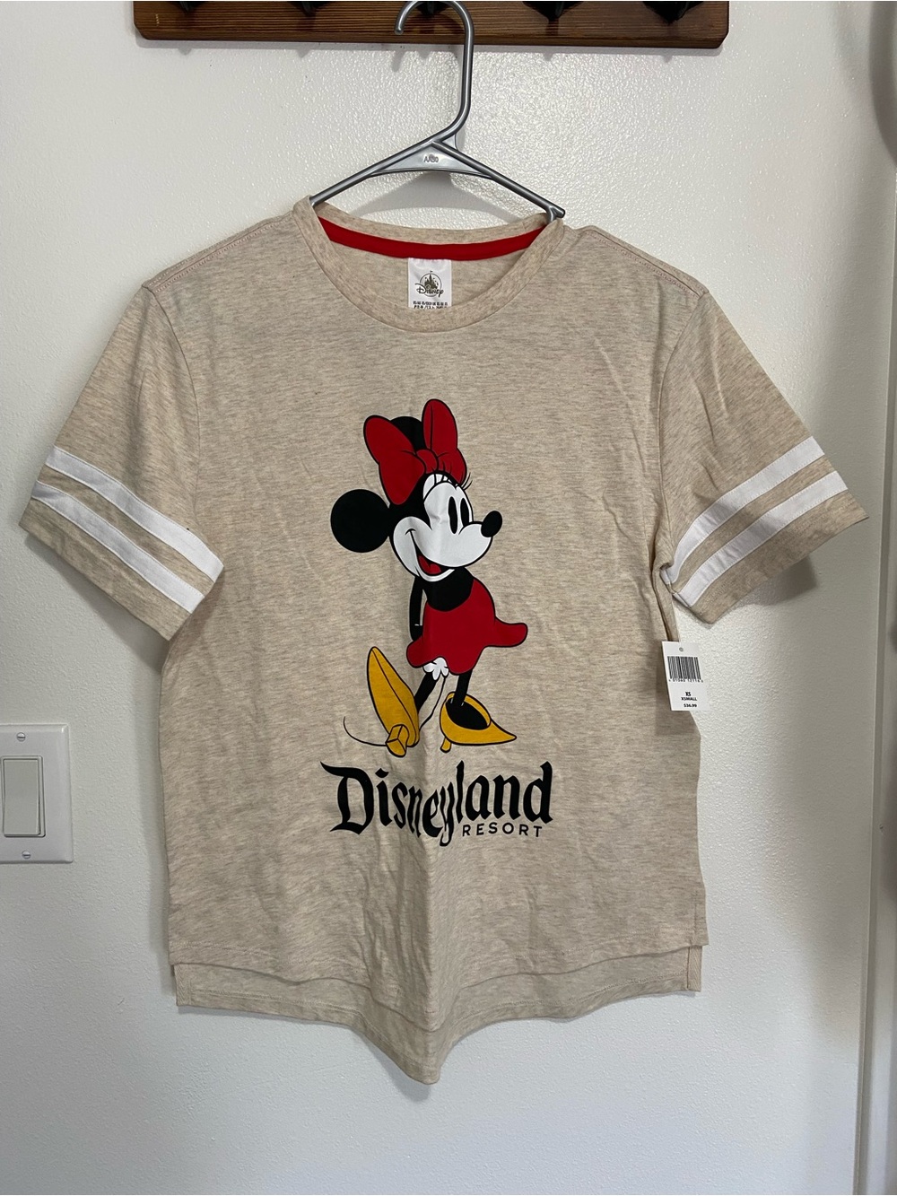 Disney Beige Tee with Minnie Mouse Red Bow & Yellow Shoes